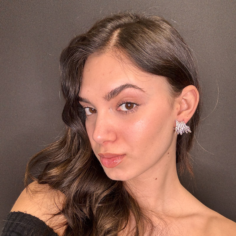 Palestro Milano Orecchini Multi Anelli di Cristalli Silver