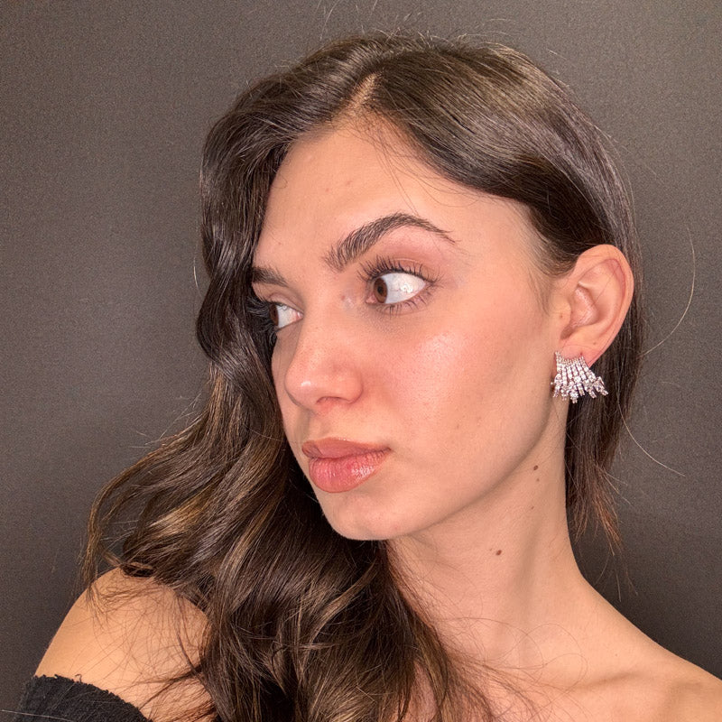 Palestro Milano Orecchini Multi Anelli di Cristalli Silver