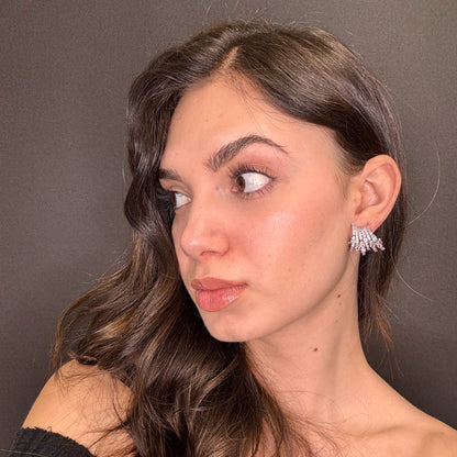 Palestro Milano Orecchini Multi Anelli di Cristalli Silver