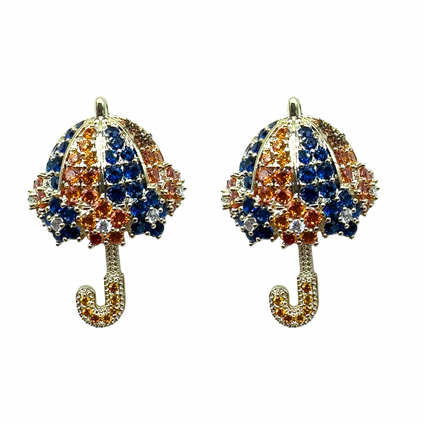 Palestro Milano Orecchini Gold - Blu Arancio Ombrellini di Pavè