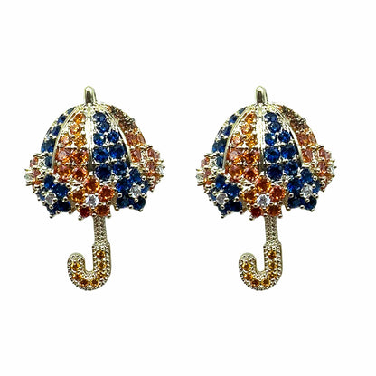 Palestro Milano Orecchini Gold - Blu Arancio Ombrellini di Pavè