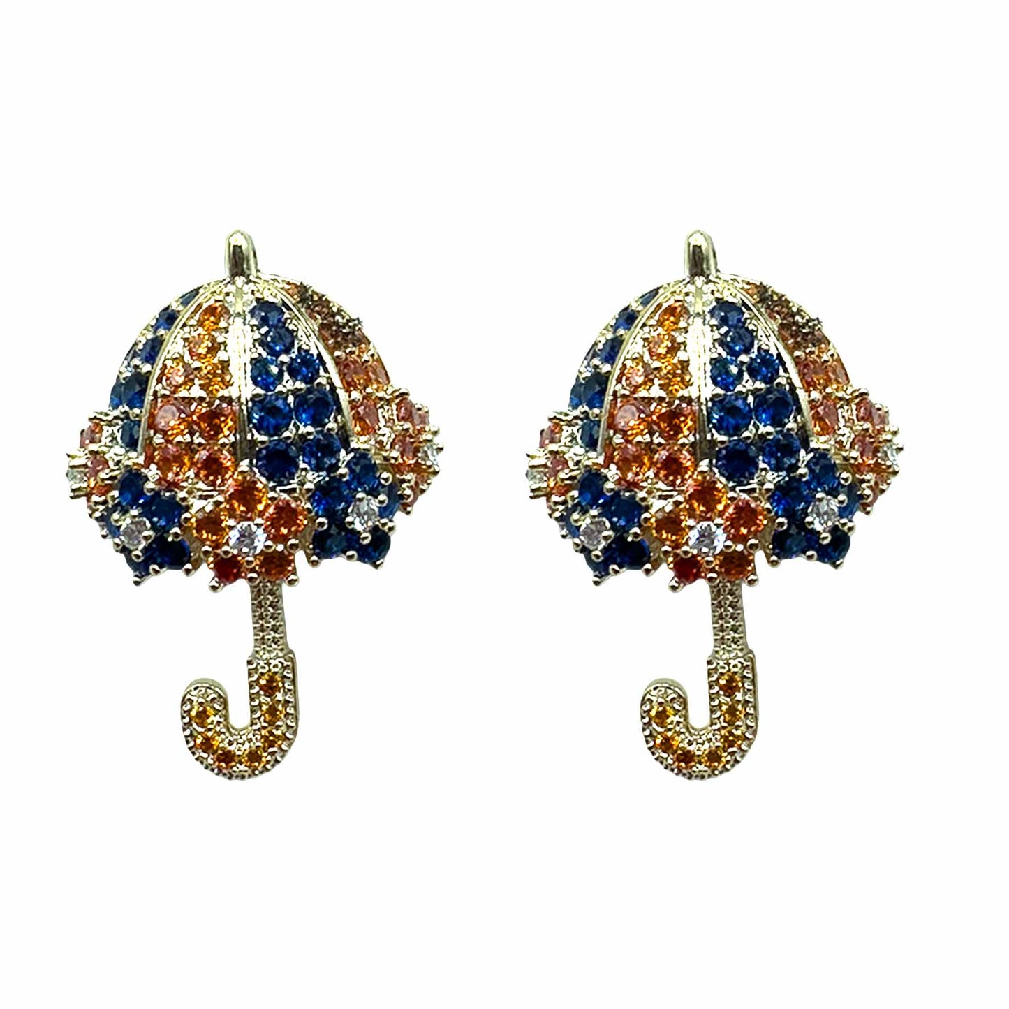 Palestro Milano Orecchini Gold - Blu Arancio Ombrellini di Pavè