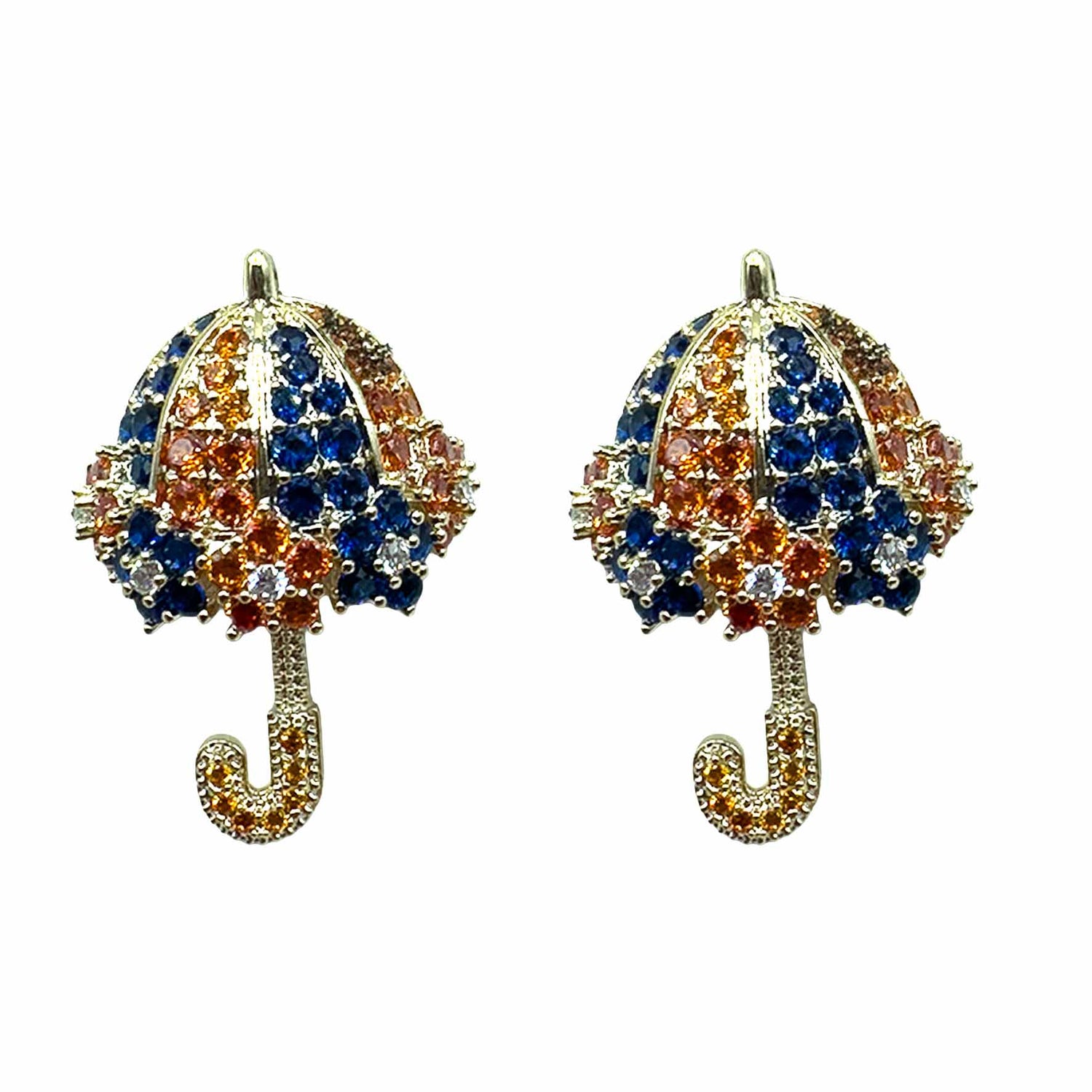 Palestro Milano Orecchini Gold - Blu Arancio Ombrellini di Pavè