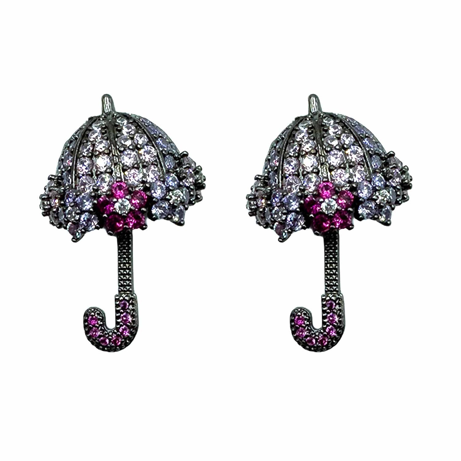 Palestro Milano Orecchini Silver - Fucsia Lillac Ombrellini di Pavè