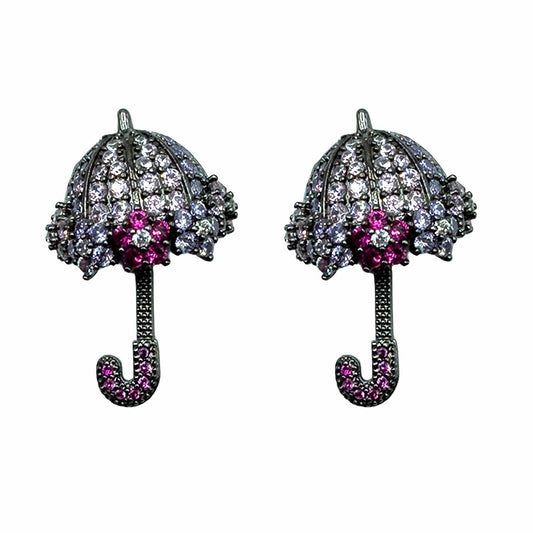 Palestro Milano Orecchini Silver - Fucsia Lillac Ombrellini di Pavè