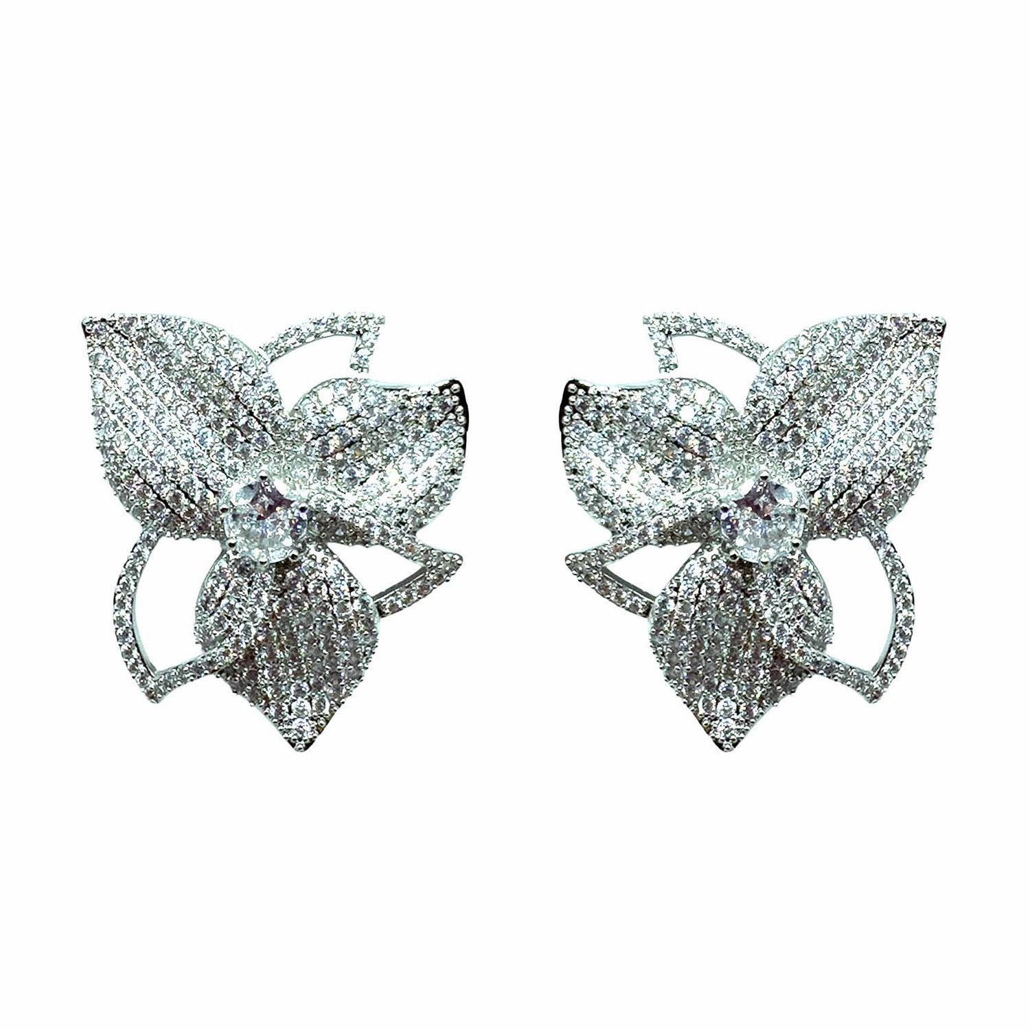 Palestro Milano Orecchini Total Silver Orchidea di pavè