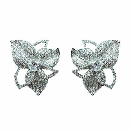 Palestro Milano Orecchini Total Silver Orchidea di pavè