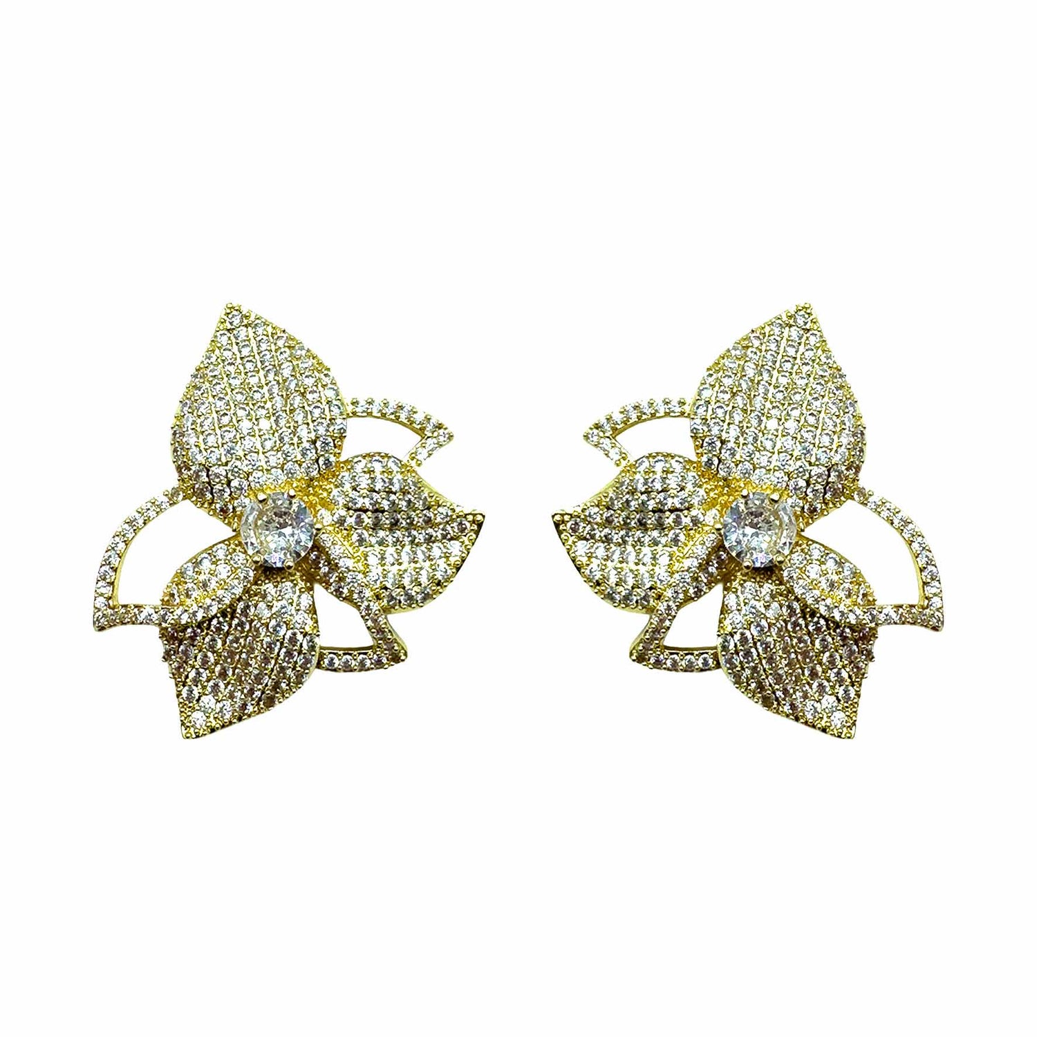 Palestro Milano Orecchini Total Gold Orchidea di pavè