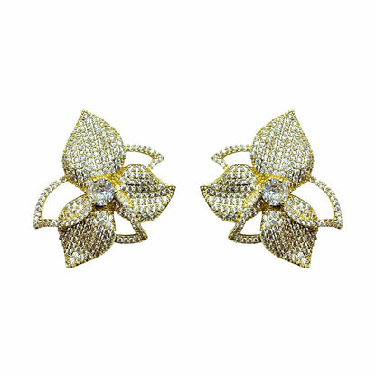 Palestro Milano Orecchini Total Gold Orchidea di pavè