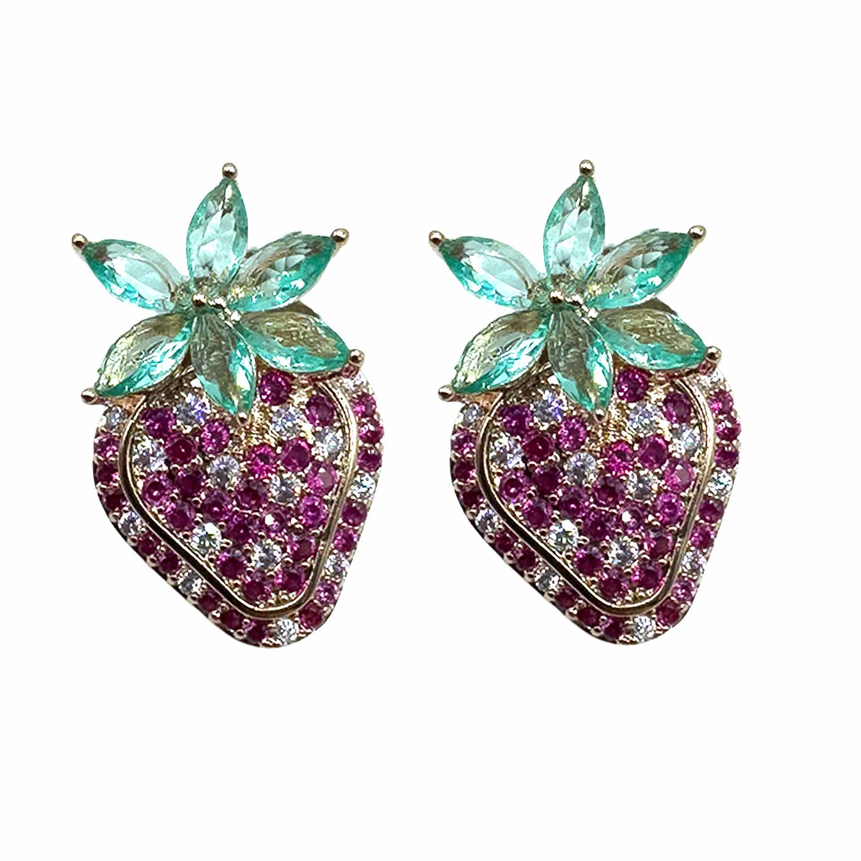 Palestro Milano Orecchini Base Gold - Fucsia Fragoline di Pavè