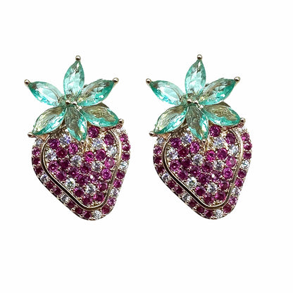 Palestro Milano Orecchini Base Gold - Fucsia Fragoline di Pavè