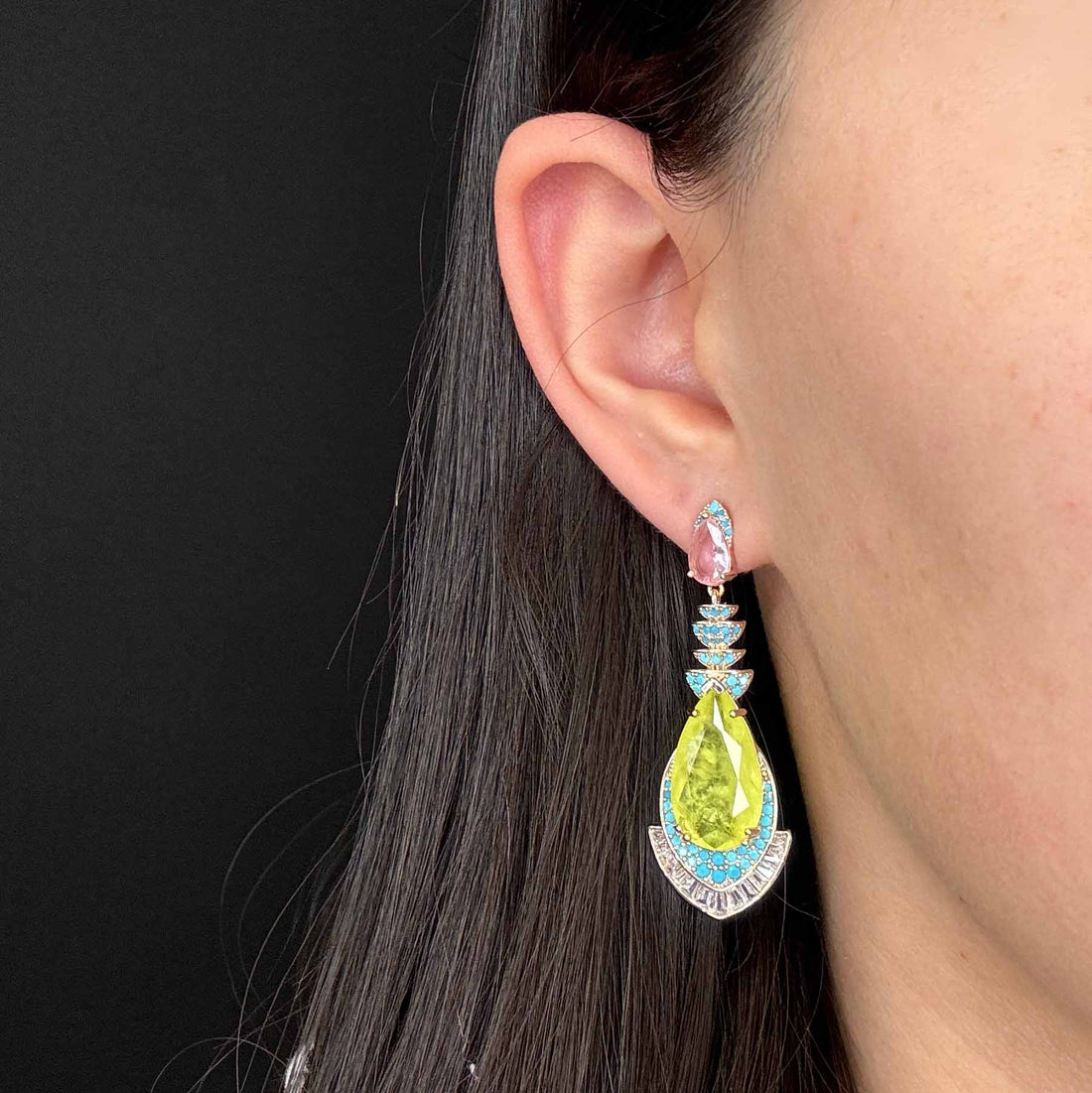 Goccia Gialla con pavè turquoise