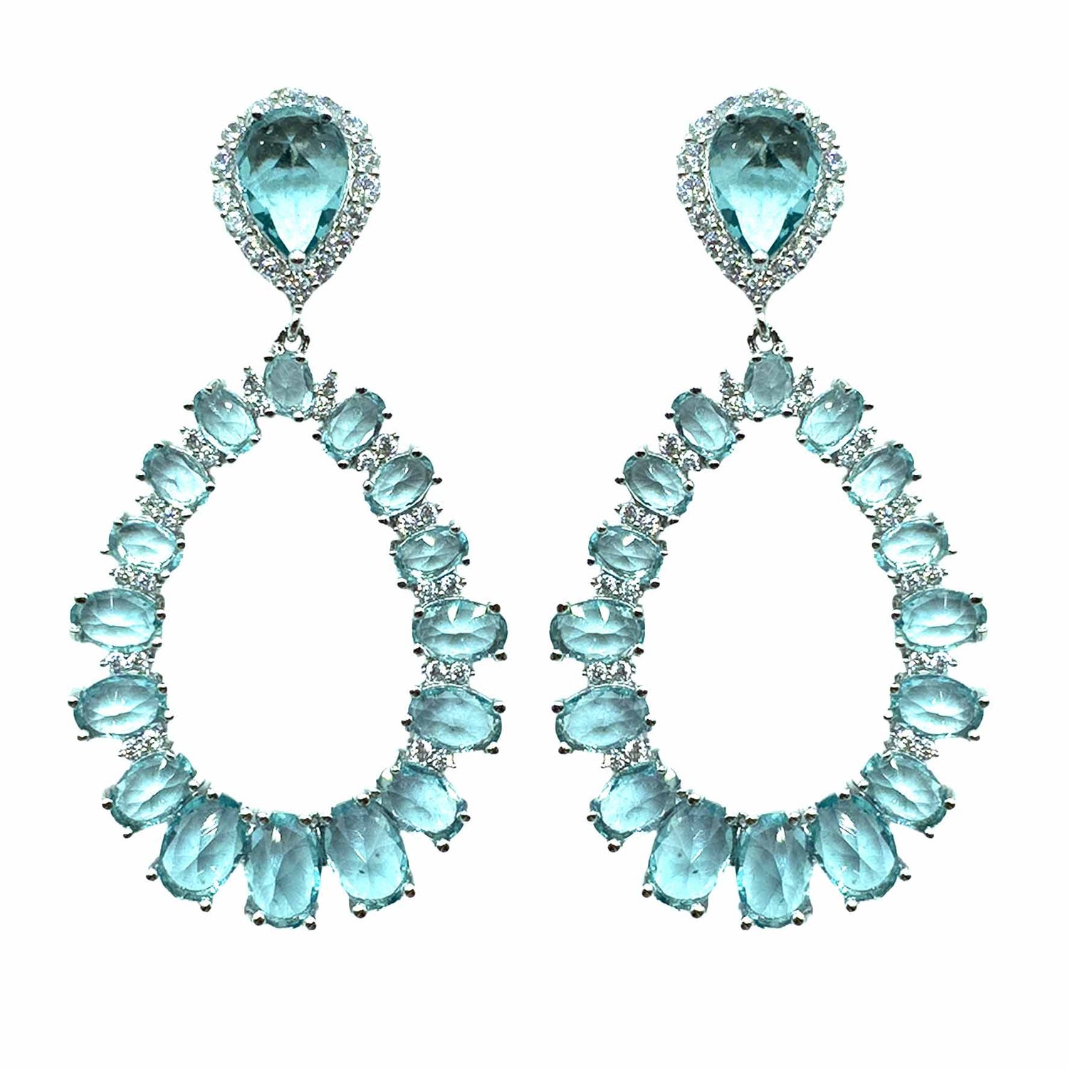 Palestro Milano Orecchini Azzurro Ovali di Cristalli
