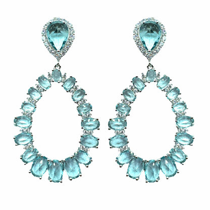 Palestro Milano Orecchini Azzurro Ovali di Cristalli