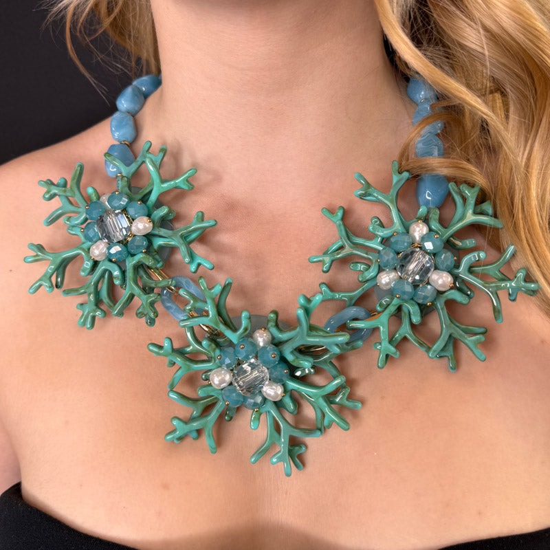 Palestro Milano Collane Azzurro Trio di Coralli Big