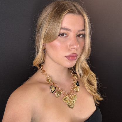 Palestro Milano Collane Cuori Charms Black&amp;Gold