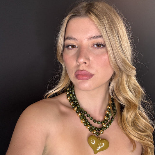 Palestro Milano Collane Verde Collana a Cuore e Perle
