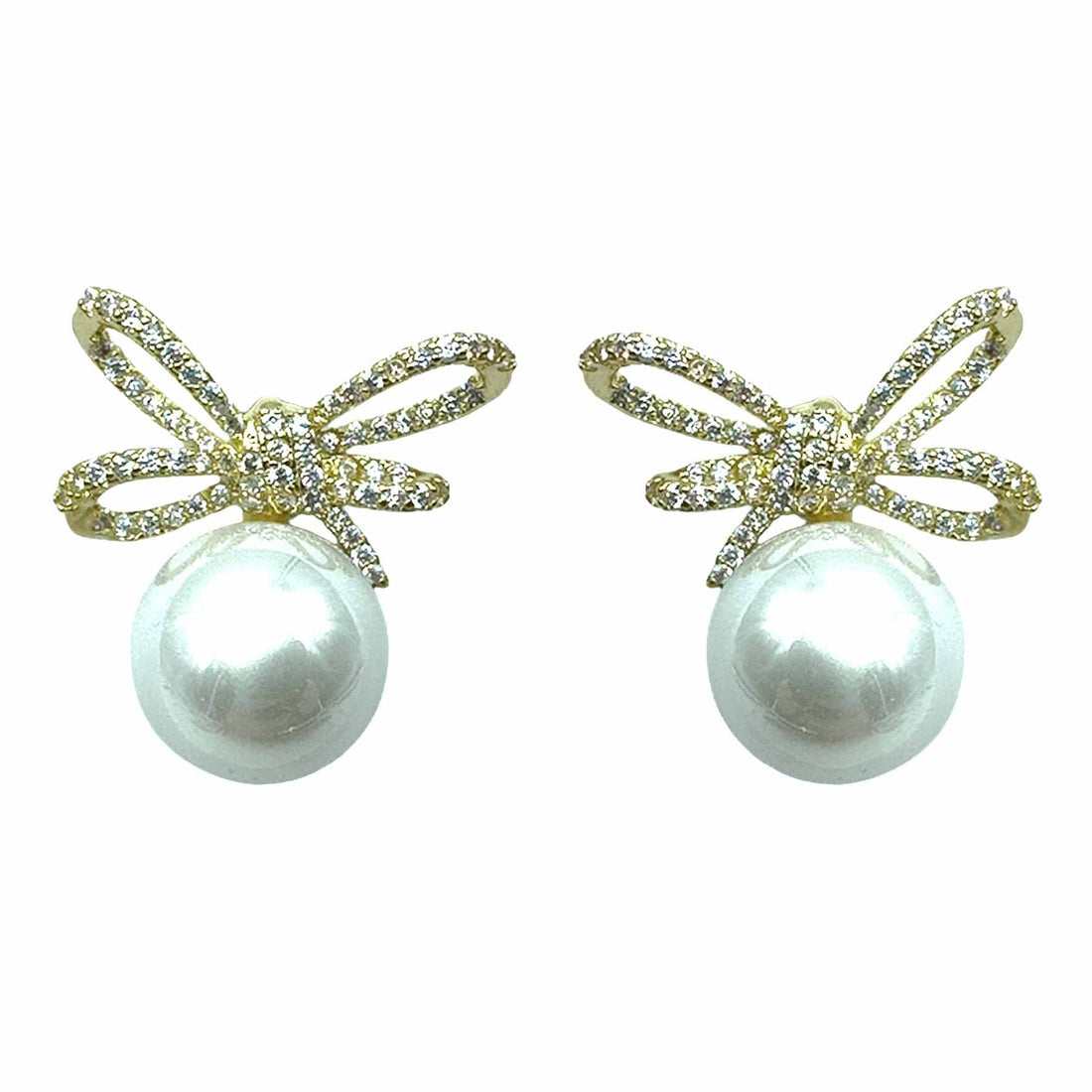 Palestro Milano Fiocchetto Gold Cristallo / Perla Bianca Fiocchetti di Pavè con Perla