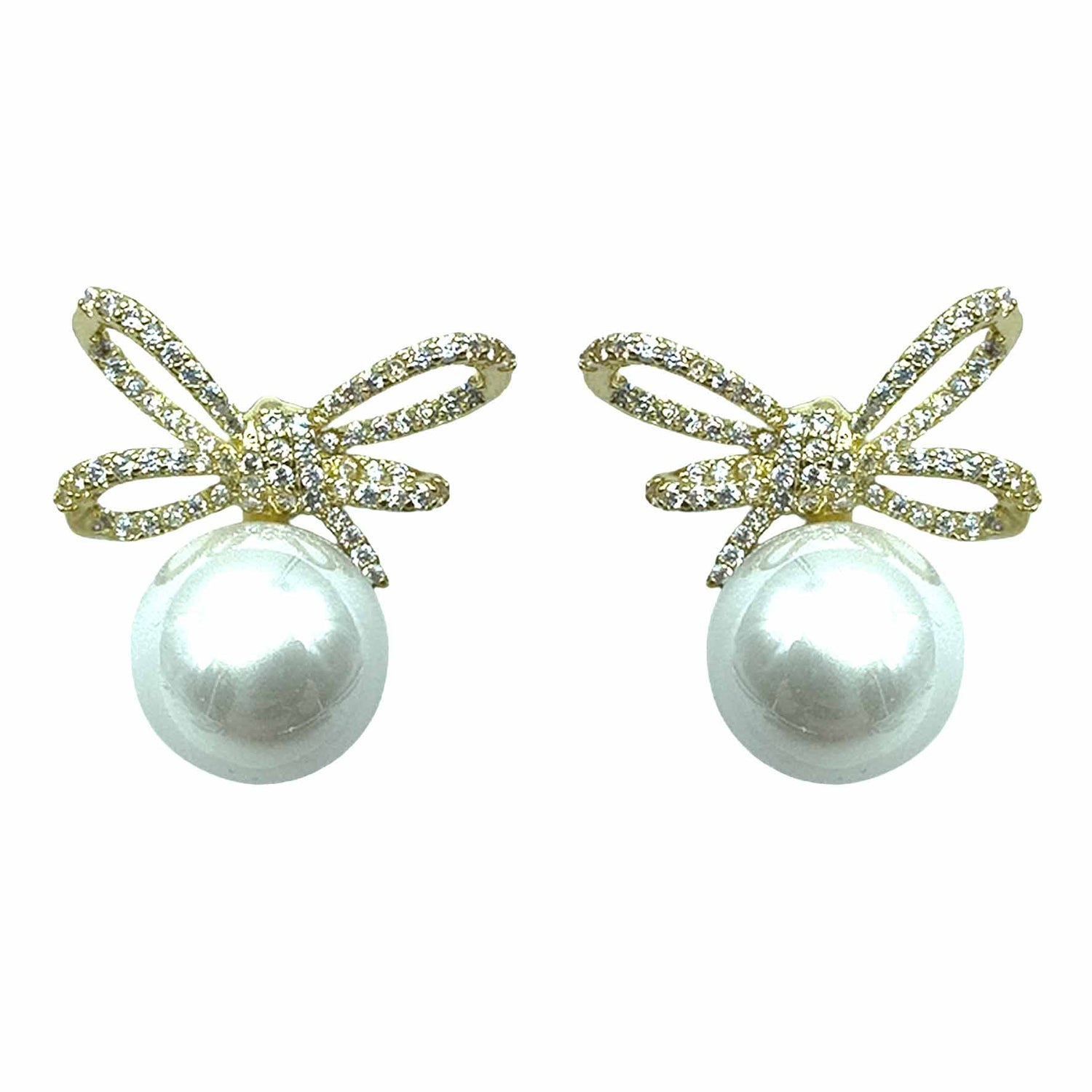 Palestro Milano Fiocchetto Gold Cristallo / Perla Bianca Fiocchetti di Pavè con Perla