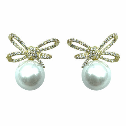 Palestro Milano Fiocchetto Gold Cristallo / Perla Bianca Fiocchetti di Pavè con Perla