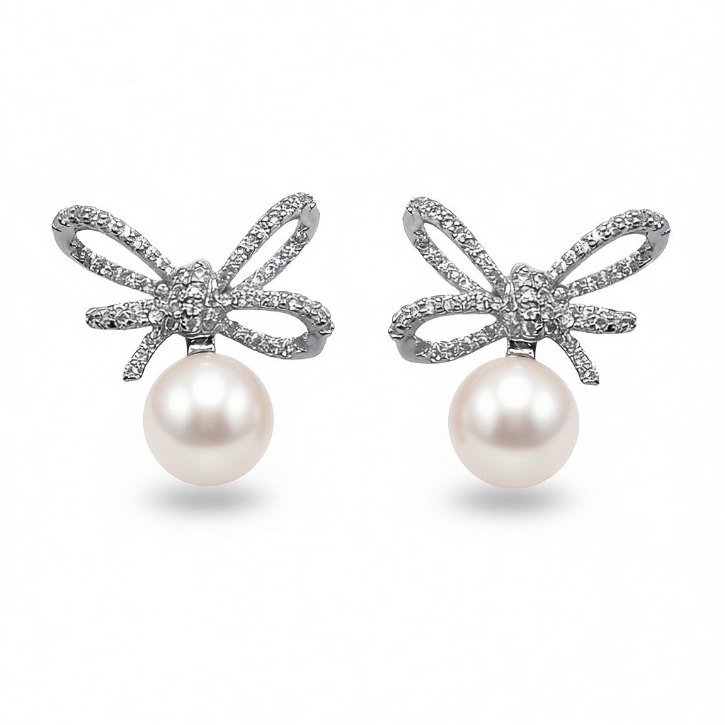 Palestro Milano Fiocchetto Silver / Perla Bianca Fiocchetti di Pavè con Perla