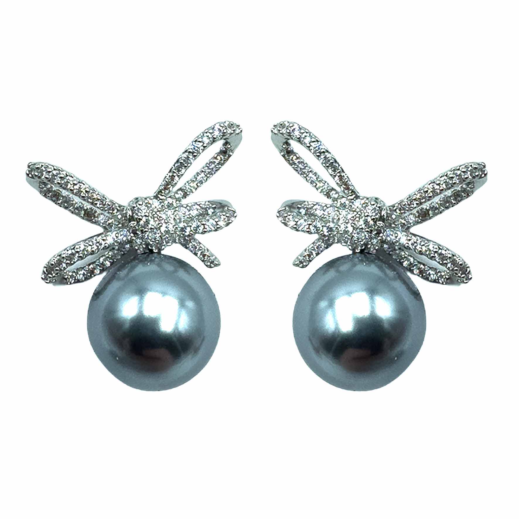 Palestro Milano Fiocchetto Silver / Perla Grigia Fiocchetti di Pavè con Perla