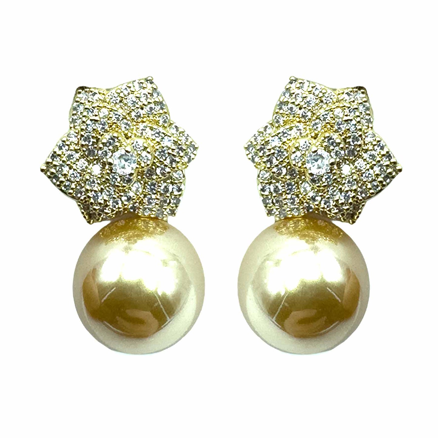 Palestro Milano Gold Champagne Roselline di Pavè con Perla