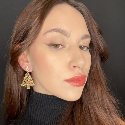 Palestro Milano Orecchini Albero di natale con palline rosse