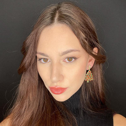 Palestro Milano Orecchini Albero di natale con palline rosse