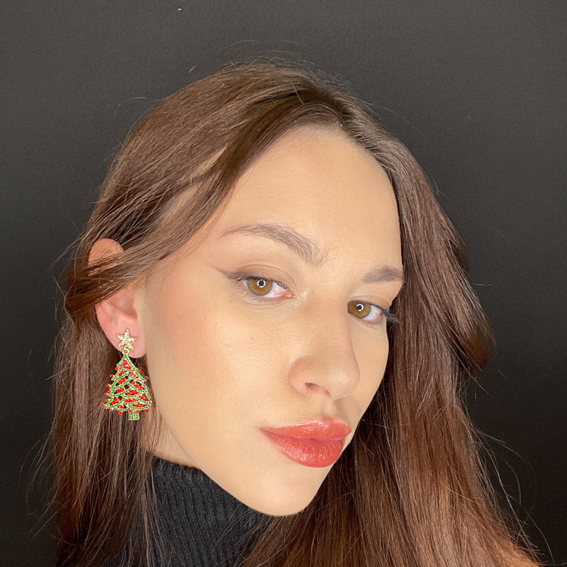 Palestro Milano Orecchini Albero di natale con palline rosse