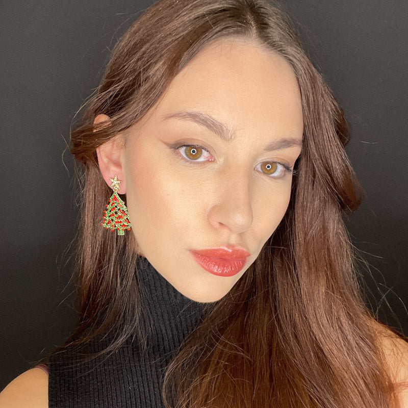 Palestro Milano Orecchini Albero di natale con palline rosse