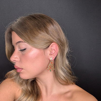 Palestro Milano Orecchini Albero di natale con palline rosse