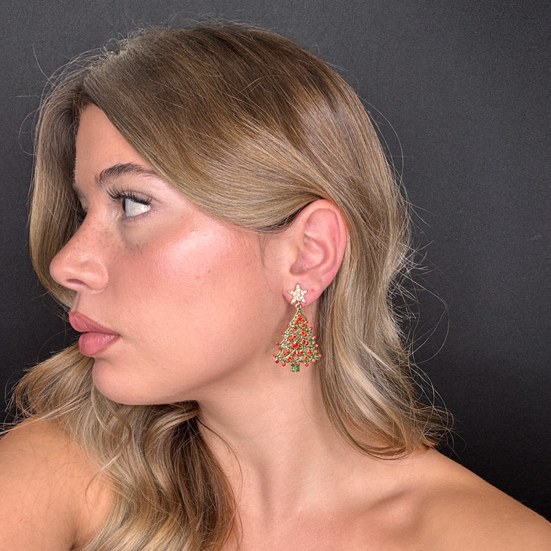 Palestro Milano Orecchini Albero di natale con palline rosse