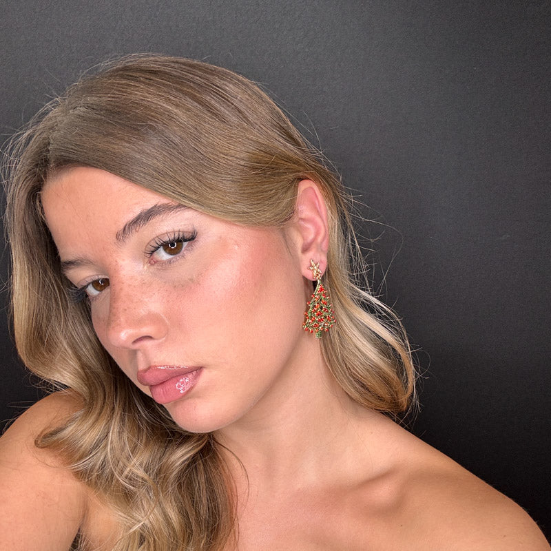 Palestro Milano Orecchini Albero di natale con palline rosse