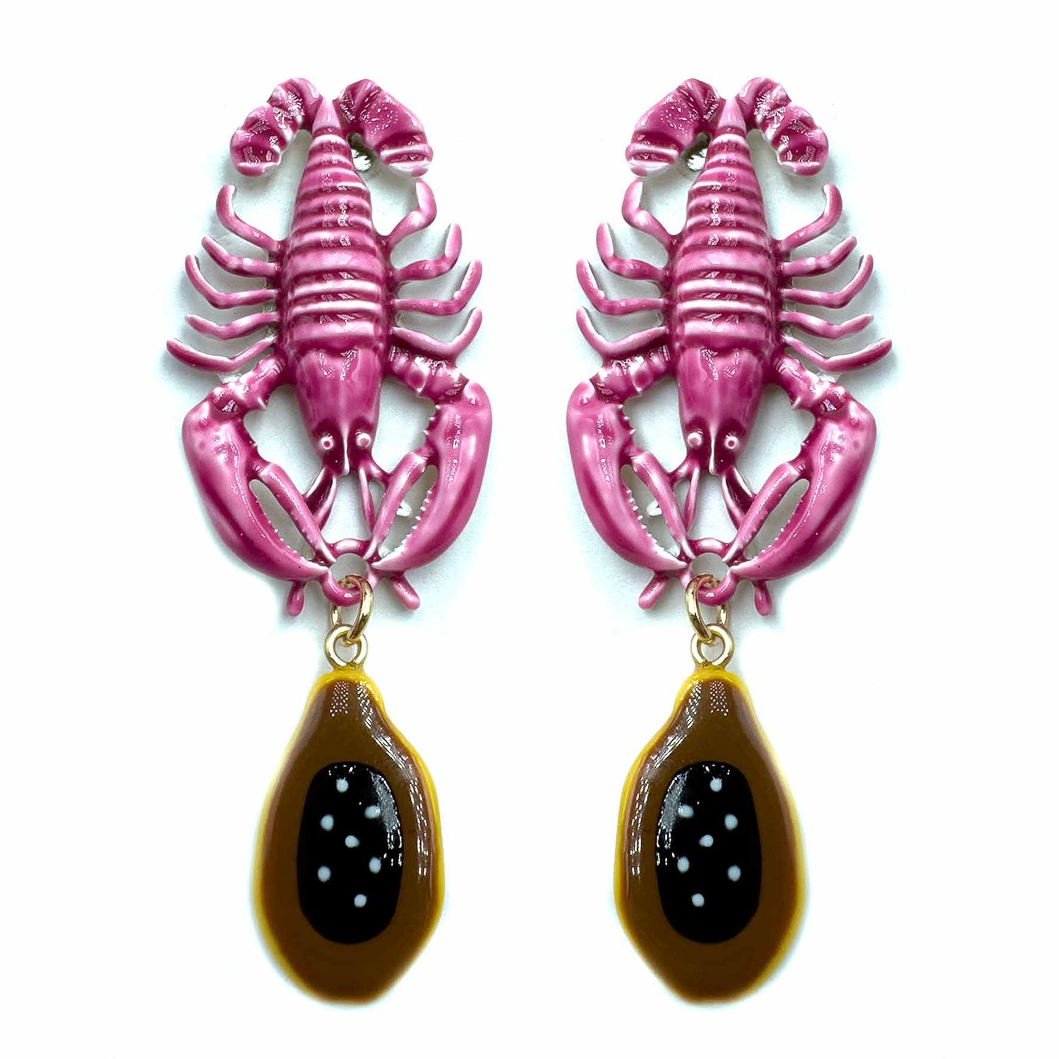 Palestro Milano Orecchini Aragosta pink e Papaya