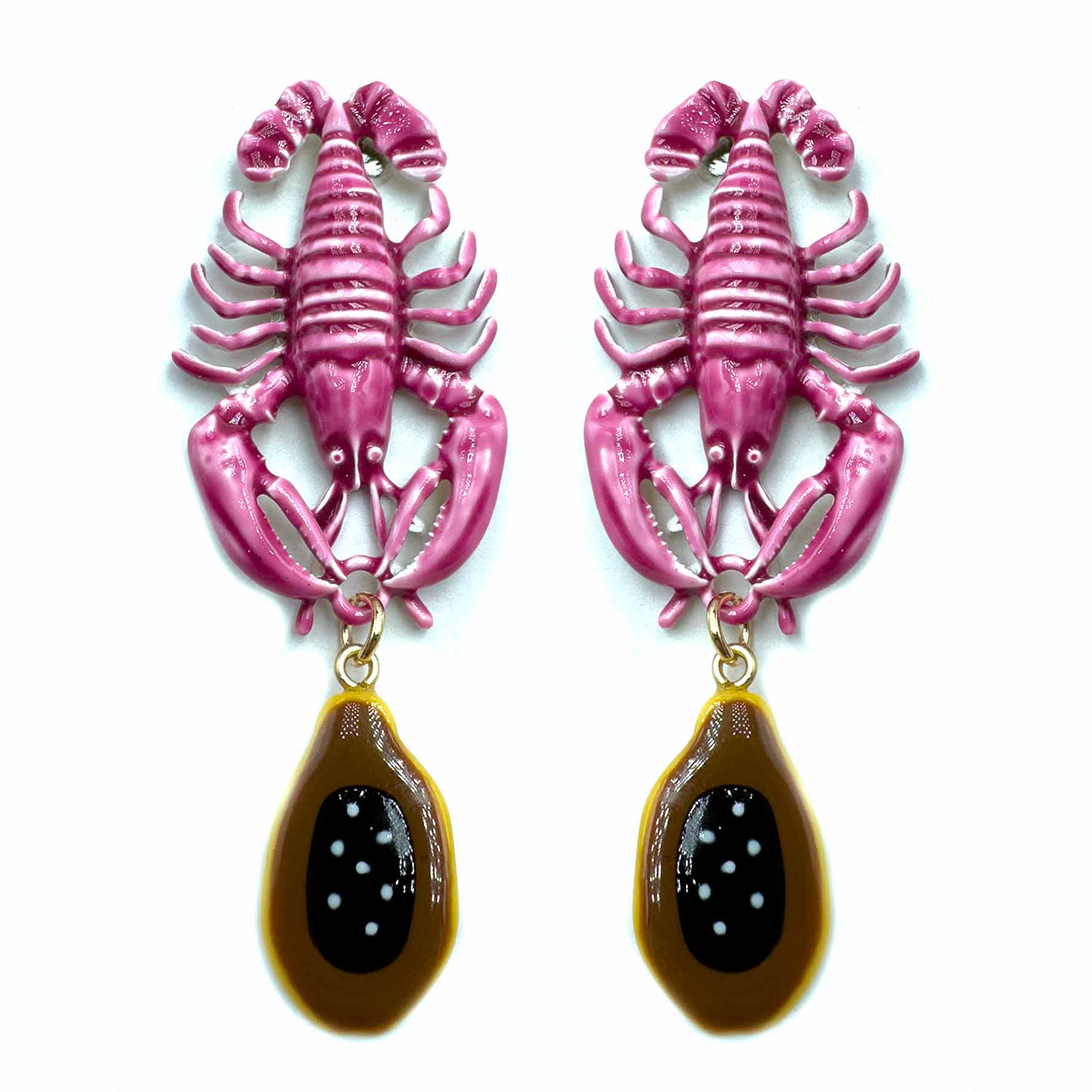 Palestro Milano Orecchini Aragosta pink e Papaya