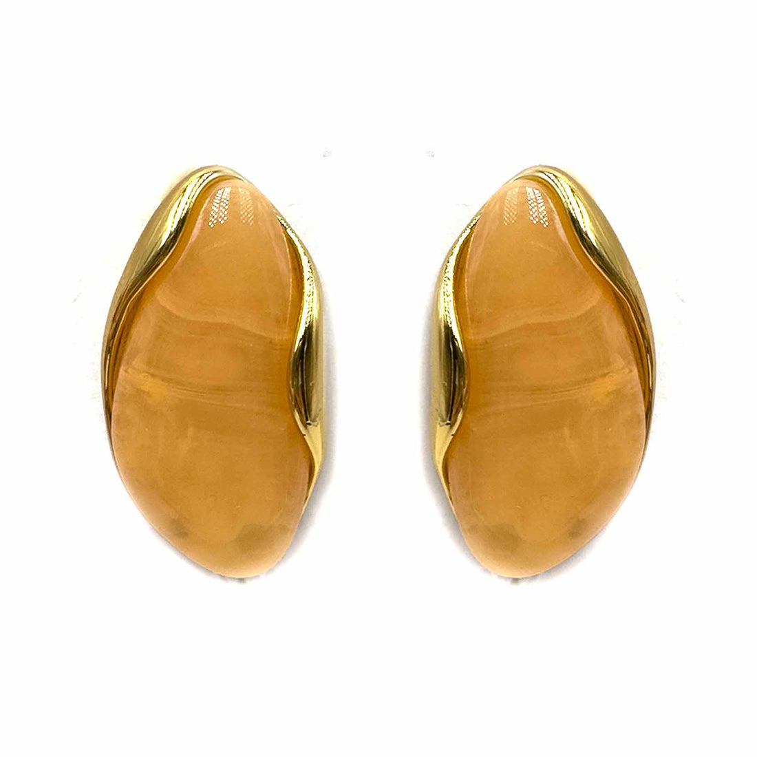 Palestro Milano Orecchini Arancio Bottoni a mandorla perlati