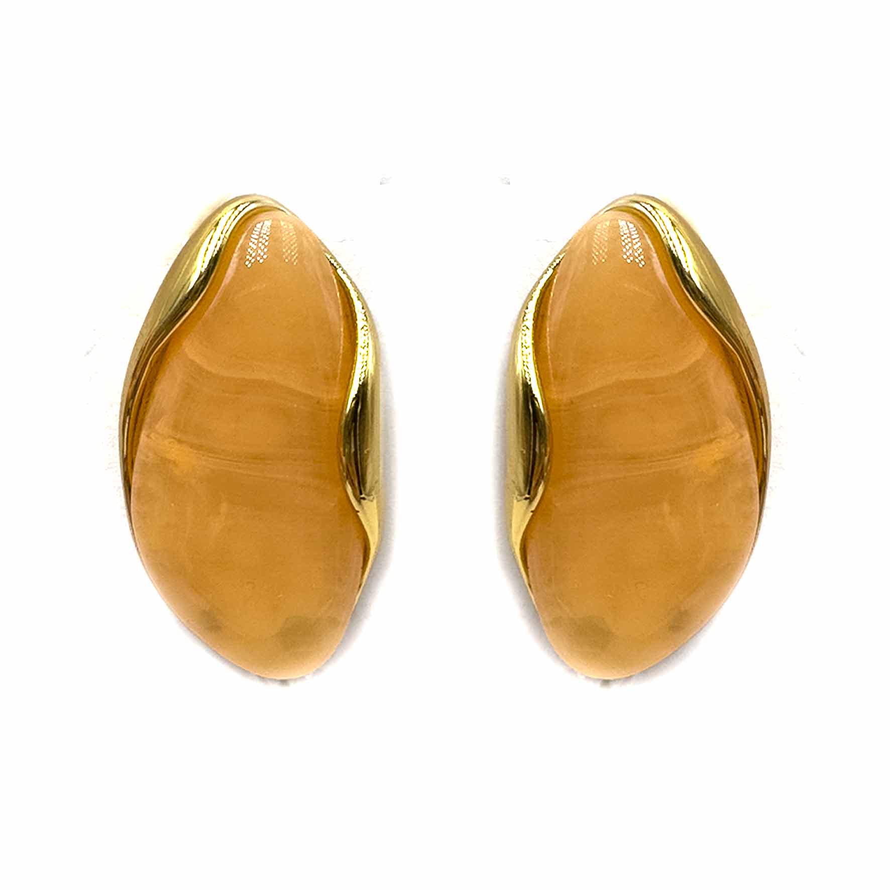 Palestro Milano Orecchini Arancio Bottoni a mandorla perlati