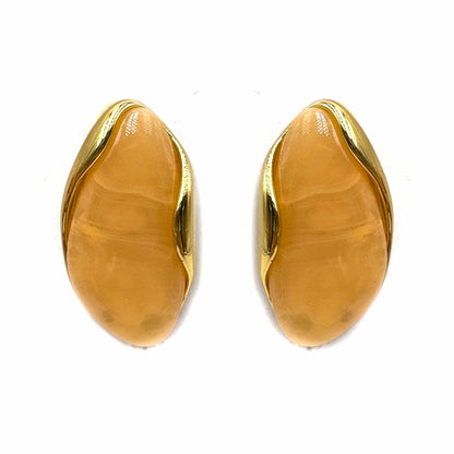 Palestro Milano Orecchini Arancio Bottoni a mandorla perlati