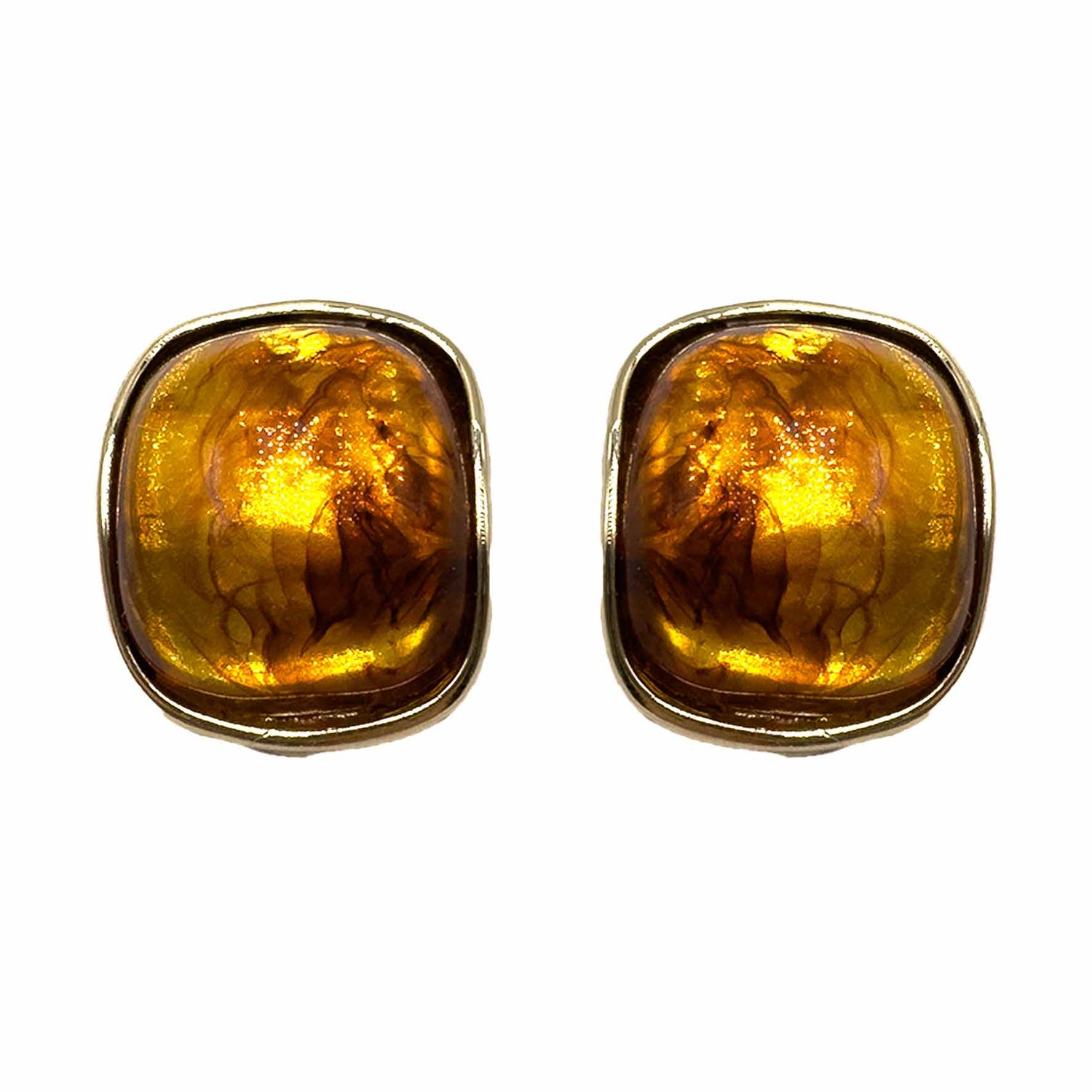 Palestro Milano Orecchini Arancio Bottoni quadrati