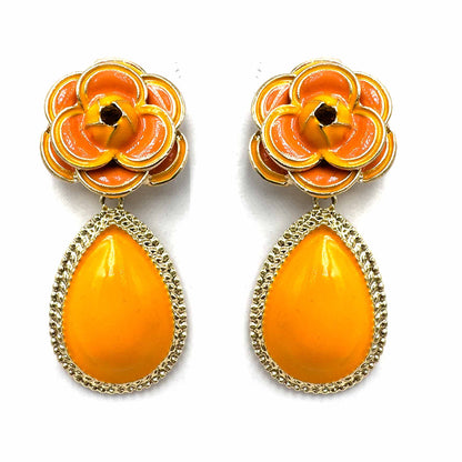 Palestro Milano Orecchini Arancio Camelia con goccia