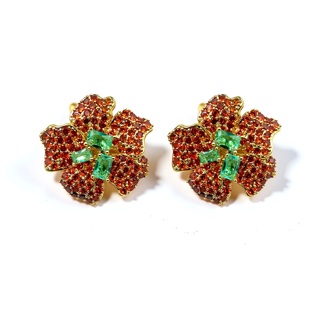 Palestro Milano Orecchini Arancio e turchese Fiore prezioso
