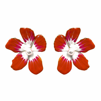 Palestro Milano Orecchini Arancio Fiore con perlina