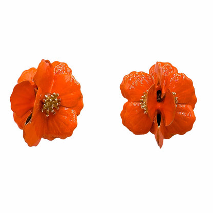 Palestro Milano Orecchini Arancio Fiorellini tridimensionali