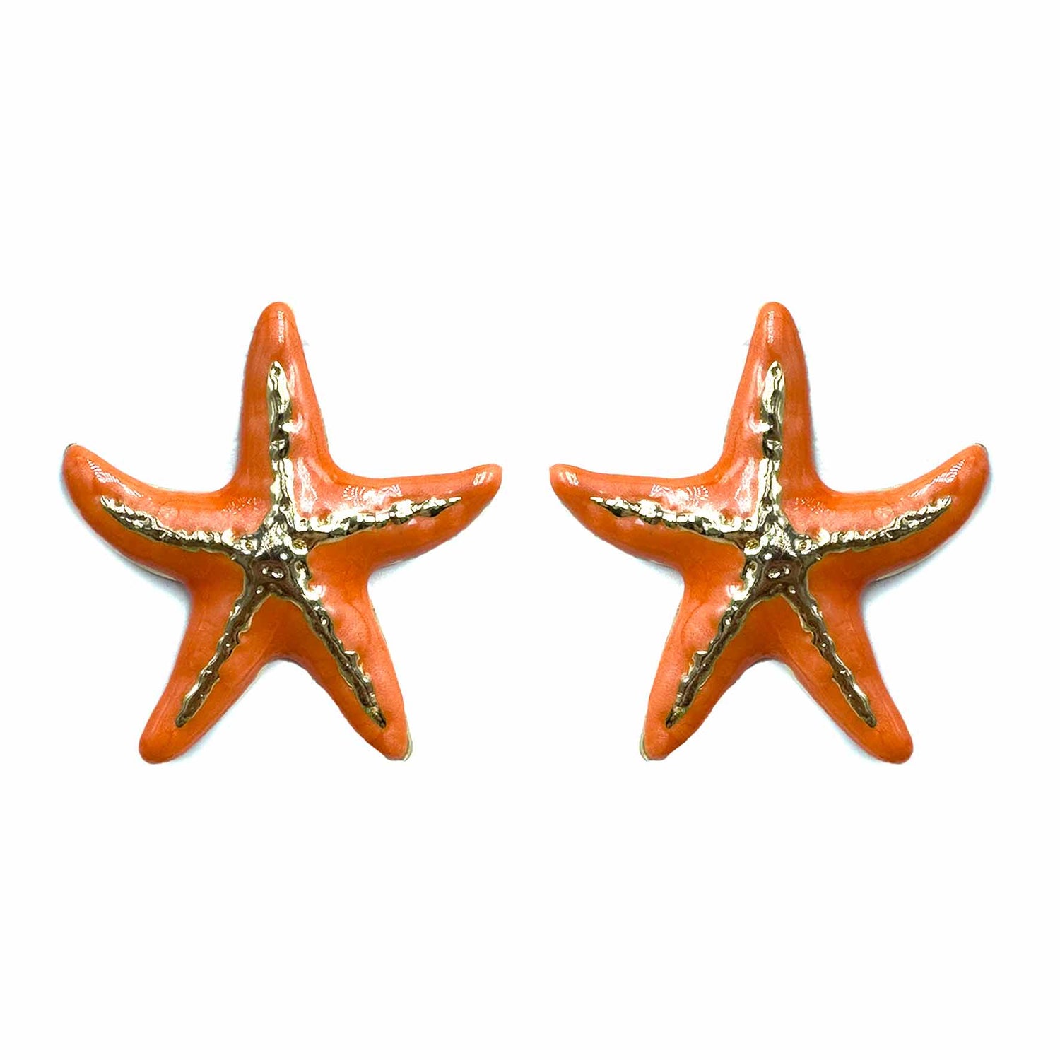 Palestro Milano Orecchini Arancio Stella marina con venatura dorata