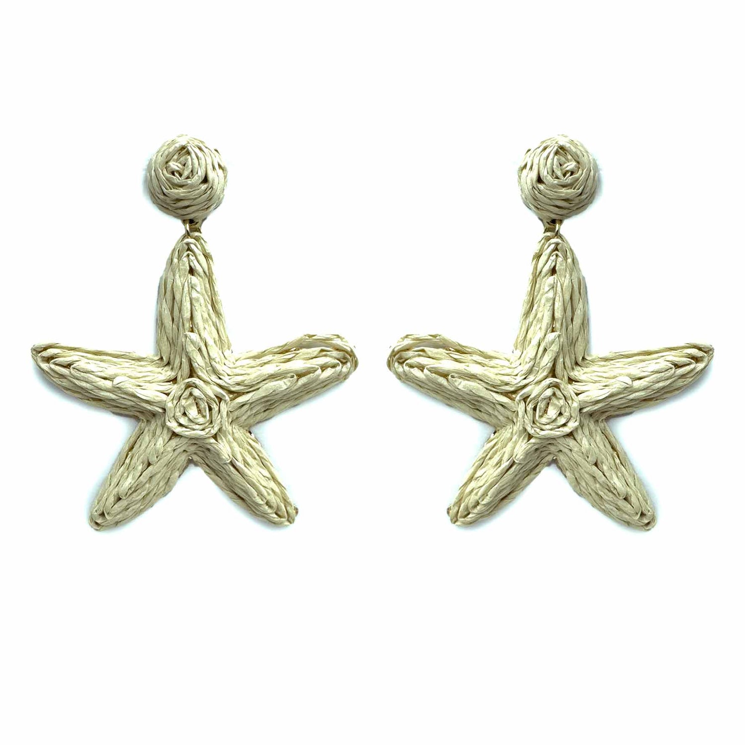 Palestro Milano Orecchini Avorio Stelle di mare rafia