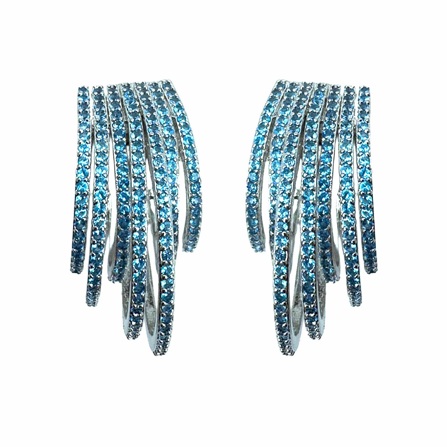 Palestro Milano Orecchini Azzurro - base silver Multi Cerchi di Pavè