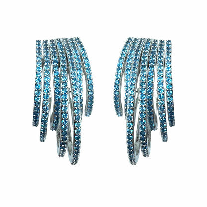 Palestro Milano Orecchini Azzurro - base silver Multi Cerchi di Pavè