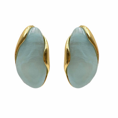 Palestro Milano Orecchini Azzurro Bottoni a mandorla perlati