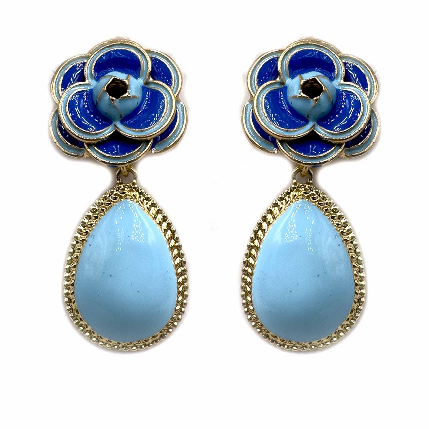 Palestro Milano Orecchini Azzurro Camelia con goccia
